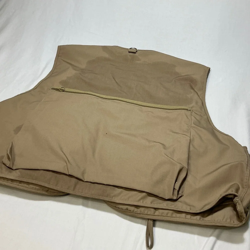 River Run Fishing Vest Utility Multi Pocket Outdoor Full Zip Beige‎ Size XL